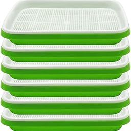 NC Seed Sprouter Tray, 6 Pack Seed Germination Bpa Free Nursey Tray Seed Garden Wheatgrass Cat Grass Seedling Planting Storaging Trays Microgreens Growing Trays-image-15