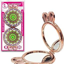 MAJESTIQUE Women Double-Sided Makeup Mirror | Makeup Mirror with Bunny Ear Handle | Compact Mirror for Girls | Portable Mirror for Purse | 1X/2X Magnification Face Mirror for Women 1Pc/Multicolour-picture-20