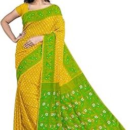 Women's Soft Dhakai Jamdani Saree with Blouse Piece (0.8m Separately Provided), Pure Cotton Silk, Lightweight All Occasion Wear, Korat Border-image-36