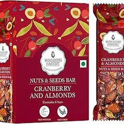Wingreens Harvest Nuts & Seeds Energy Bars - Cranberry & Almond - 180 g (Pack of 6 x 30 g), Almonds, cashews, pumpkin seeds, Healthy Vegan Protein Snack Bars, Gluten Free, high Fibre.-26