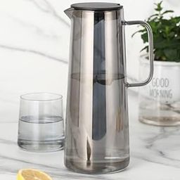 Ash & Roh Stylish Borosilicate Glass Jug with Handle and Lid, Heat Resistant Glass Pitcher for Iced Tea, Lemon Water, and Juice (Tea Jug- Grey)-image-37