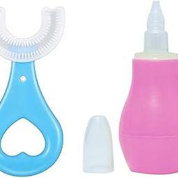 Enorme Baby Silicone Pink Nose Cleaner Nasal Aspirator with U-shaped Soft Silicone Mouth Cleaning Toothbrush For Kids-image-44