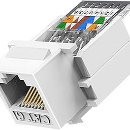 sxiiro (50-Pack RJ45 Cat6 Keystone Jack - Tool-Less No Punch Down Tool - Ethernet Wall Jack -Cat5e/6 Compatible - Cat6 Network Coupler - White-11