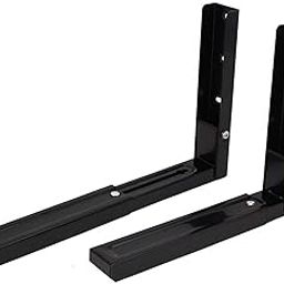 AMPEREUS cast Iron Imported Powder Coated Universal Fordable Extendable Stretch Shelf/Rack/Wall Mount/Bracket for Microwave Oven OTG Printer Speaker (Black)-picture-29