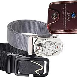 Men’s Formal/Causal Automatic Push Lock Nylon Woven Belt Combo Set of 2for Men RA102-image-96