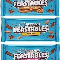 Mr.Beast Feastable Combo Pack Milk Chocolate, Almond & Peanut Butter Bar 60g each-13