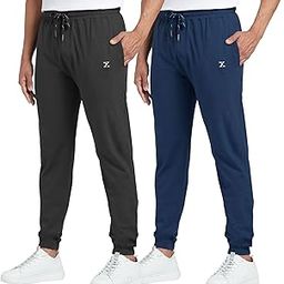 Athleisure Men's Cotton Modal Joggers | Moisture Absorbent, Comfortable Stretch Loungewear | Tailored Relaxed Fit Solid Ace Joggers with Zipper Pocket-image-64