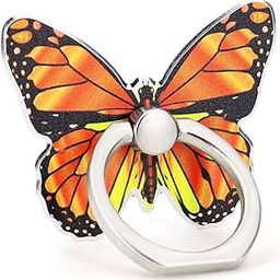 KolorFish Universal Painted Butterfly Mobile Phone Ring Holder Finger Ring Grip Stand 360° Rotation 180° Flip Kickstand Compatible with All Smartphones (Orange)-image-76