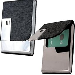 Business Card Holder for Men and Women, Visiting Card Holder, PU Leather, Metal Card Holder (Vertical, Black)-image-53