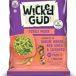 WickedGud 2X Fiber Fusilli Pasta | No Maida | Durum Wheat Semolina | Brown Rice | Red Lentils | Healthy Diet Pasta - 400gm-image-16