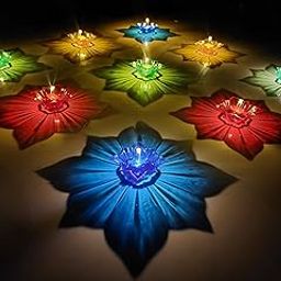 Led Reflection Rangoli Diya Water Sensor (Pack of 8)-16