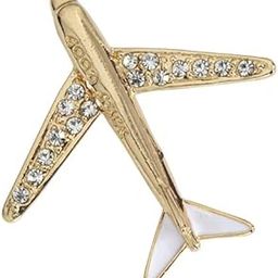Men's Suit Aircraft Design Brooch Pin, Gold Tone with Crystal Accents-image-48