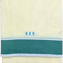 Men's Traditional Cotton Dhoti With Cotton Border Unbleach Cream Dhoti Panchakacham Unstitched Size 9X5 (or) 4.15 Mtr Dhoti with 2.30 Mtr Angavastram-44