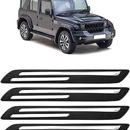 AOSIS-Car Bumper Protector/Bumper Guard for Mahindra Thar Roxx with Double Chrome Stripe (4-Pcs)-image-69