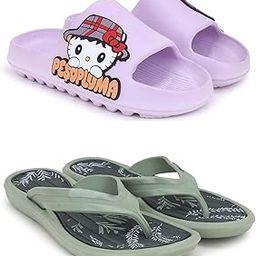 Combo Pack of 2 Slipper/Flip Flops/Slides/Clogs/Sandals for Women (Tatoo-Peso Vs V-Sflower)-image-24