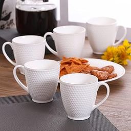 Clay Craft Impression Ceramic Gold Line Coffee Mugs/Tea Cups Set of 6 Pieces, 200ml, White (Omega)-23