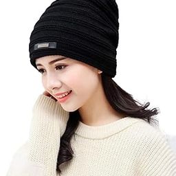 Winter Men Women Hat Knit Visor Beanie with Fleece Lining Patchwork Stripe Woolen Winter Woven Beanie Cap for Outdoor Sport (40-29)-picture-17