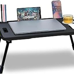 SOLIAM Foldable-Wooden-Mini-Laptop-For-Bed-Study-Table-With-Drawer-Tablet-Mobile-Holder-For-Kids-Adults (Us-Cotted-Black, 60 Cm, 40 Cm)-image-89