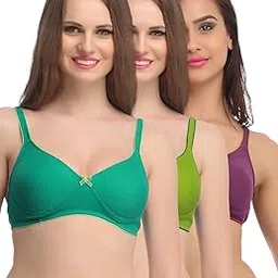 clovia Women's Pack Of 3 Non Padded Full Coverage Bra - Cotton-picture-30