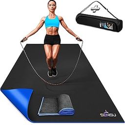 Sensu Large Exercise Mat – 6’ x 4’ x 8.5mm Extra Thick Workout Mats for Home Gym Flooring - Perfect for Jump Rope, Weights, Cardio and Fitness– Durable High Density Non-Slip Workout Mat- Shoe Friendly-image-16