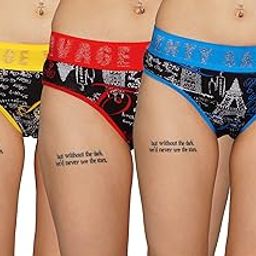 High Waist Women Printed Cotton Hipters Panties Combo of 3 Pieces-picture-35