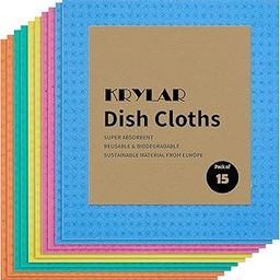 KRYLAR-15 pcs Swedish Dishcloths Absorbent Swedish Dish-Swedish Cloths for Dishwashing, Washable Reusable Paper Towels,Oil Absorbing Scouring Pads,No Odor Absorbent Kitchen sponges.-22