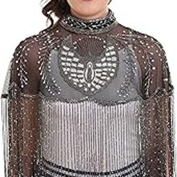 Women's Net Capes Fully Embroidery Poncho for Girls-image-82