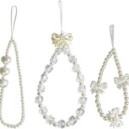 3Pcs Fashion Phone Chains for Girls Women White Sweetly Stylish Bow Charm Beaded Phone Charm Phone Lanyard for Phone Case Decorative Pearl Phone Chains-image-86