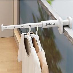 Zenlyf Adjustable Clothes Hanging Rack for Drying, Drying Clothes Rack for Window, Balcony, Wardrobe, Bathroom Telescopic Rod with Double Clamp Foldable, Easy Installation & Space Saving Design-image-48