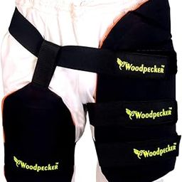 Woodpecker Thigh Guard for Cricket (for Left Hand) (Black & Orange, Extra Large)-image-6