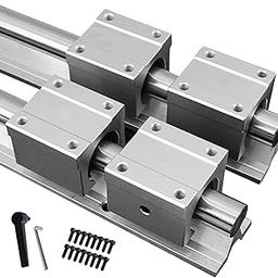GUWANJI 2Pcs SBR20-800mm Linear Slide Guide Rail with 4Pcs SBR20UU Bearing Block, Linear Sliding Guideway Length 31.5 inch(800mm) for Fully suppoeted Shaft Rod-image-2