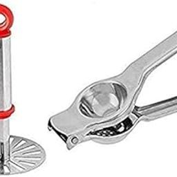 Stainless Steel Potato Crusher Vegetable Smasher Pav Bhaji Masher with Lemon Squeezer with Bottle Opener Food Grade -Pack of-2-21