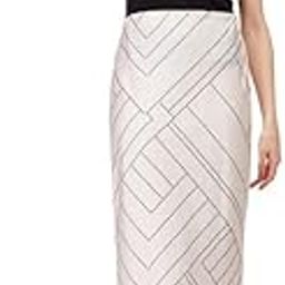 Stretch Satin A-line Skirt - Off White and Black-24