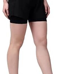 2 in 1 Double Layered Sports Gym Workout Running Shorts for Women | Double-Layer Yoga Running Shorts Fitness Workout Gym Sports Shorts with Pockets-1