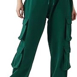 Women Mid Rise Heavy Duty 1.0 Solid Super Loose Fit 280 GSM Fleece Cargo Joggers| Track Pants | Lower – Elastic Waistband, Adjustable Drawstring, Fleece Lining | Winter, Gym, Loungewear-image-67