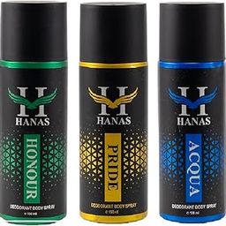HANAS Honour, Pride & Acqua Deodorant Cross Combo For Men - Pack of 3 (150ml Each) | Long Lasting Fragrance | Body Spray-image-62