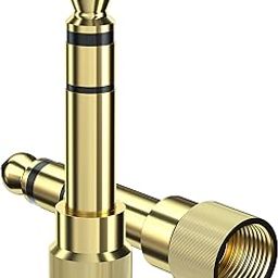 bestune 6.35mm (1/4 Inch) Male to 3.5mm (1/8 Inch) Female Audio Adapter Gold Plated Stereo Phone Screw-On Adapter for Guitar Headphones Amp, 2Pcs-image-83