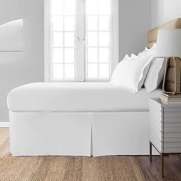 Pleated Bed Skirt with Split Corners-Pleated Dust Ruffle - 18" Tailored Drop Easy Fit,100% Microfiber Soft,Sheen & Luxurious Look - Bed Skirts (White -Full)-24