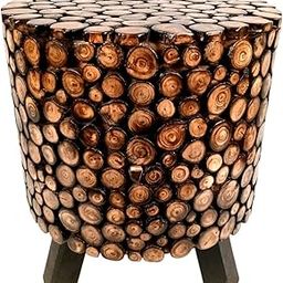 Apka Mart The Online Shop Wooden Stool | Handicraft Side Table | Bed Side Table - for Living Room, Sitting, Home Decor, Sofa Corner & Gifts - 15 Inch (Wood, Brown)-image-32
