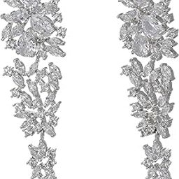 Danglers Earrings for Women Sparkling White Cubic Zircon Silver Plated Dangler Earrings for Women and Girls-image-34