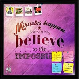 ArtzFolio Typographic Art D3 | Bulletin Board Notice Pin Board | Vision Soft Board Combo with Thumb Push Pins & Sticky Notes | Black Frame | 12 x 12 inch (30 x 30 cms)-16