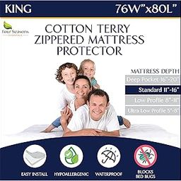 Four Seasons Essentials King Zippered Mattress Protector - Cotton Terry Top-image-84