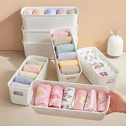 SR Small Plastic Storage Basket, Compact Organizer Box with Handles for Drawers, Kitchen, Bathroom & Home, Durable, Lightweight, Multi-Purpose Plastic Organizer (White, Pack of 6)-image-9