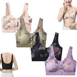 Pack of 2 Seamless Nursing Bras for Women | Breathable Sport Front-Open Design with 4 Buttons | Comfortable Multicolor Breastfeeding Bras-image-11