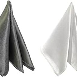 Satin Pocket Square for Men, Wedding Handkerchief for Suits, Blazers & Tuxedo, Men's Pocket Square Combo (Pack of 2) (Metallic Grey & Pearl White)-image-70