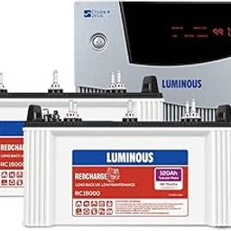 Luminous Inverter & Battery Combo (Cruze+ 2KVA Pure Sine Wave 2000VA/24V Inverter with Red Charge RC15000ST Short Tubular 120Ah Batterry - 2 Batteries) for Home, Office & Shops-image-47