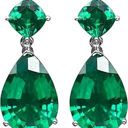 Green Crystal Studded Silver Plated Drop & Dangle Earrings Fashion Stylish Jewellery Gift for Girls & Women (PX8E120GRN)-10