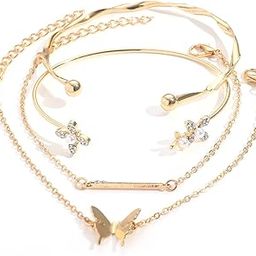 Latest Stylish 4pcs Multilayer Butterfly Flower Bangle Bracelet for Women and Girls (14749b)-26