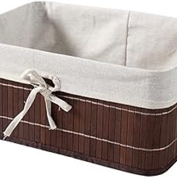 HomeStorie Eco-Friendly Foldable Natural Bamboo Storage Basket Bins Organizer, 38 X 28 X 16 cm, Pack of 1 (AR1723L)-image-2