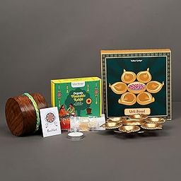 Indian Karigar Rakhi Gift Hamper with Decorative Urli Bowl for Home Decor – Premium Raksha Bandhan Gift Set with Rakhi, Puja Essentials, Candle, Greeting Card– Eco-Friendly Festive Packaging-image-46